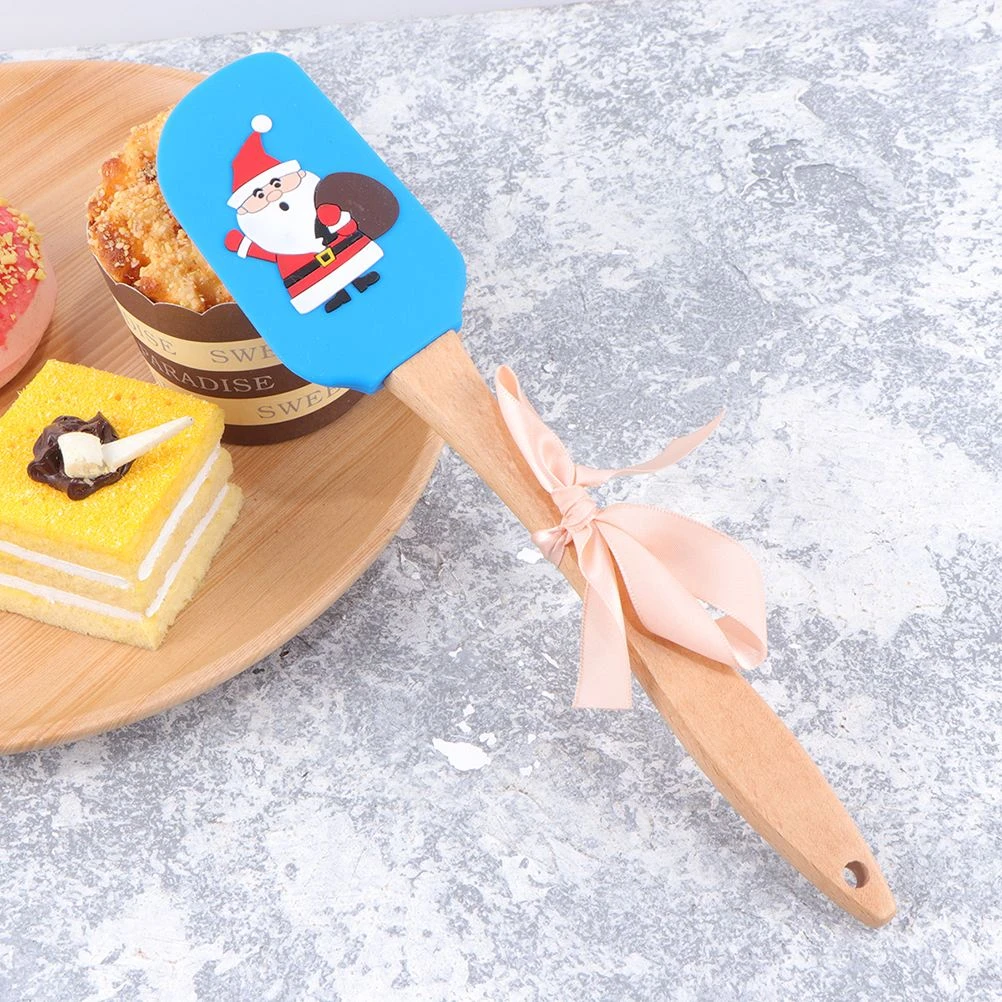 3pcs Christmas Wood Handle Silicone Butter Cutter Spoon Cream Spatul 華麗