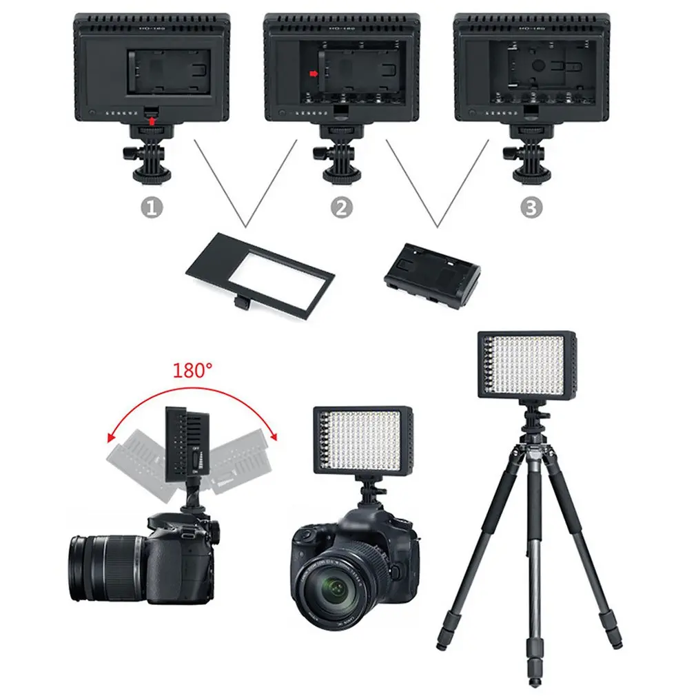 LD-160 9,6 Вт светильник ing светодиодный светильник для видео фотостудии светильник для камеры осветитель 5400/3200 K с регулируемой яркостью для камеры Canon