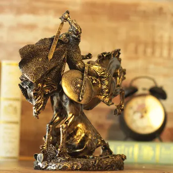 

European Antique Knight Warrior Statue Cavalryman Figure Sculpture Decoration Art and Craft Ornament Accessories Handmade Resin