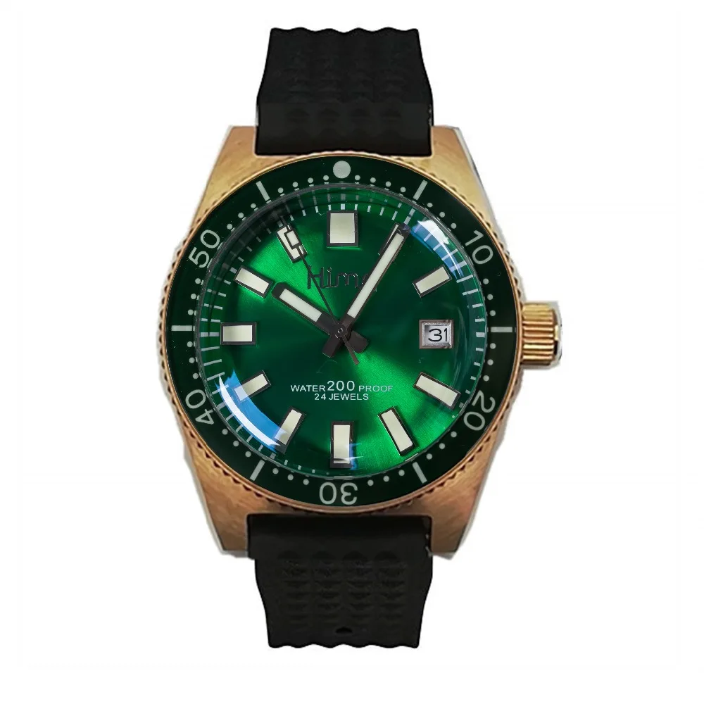 Proxima Men 62mas Vintage Diving Watch Stainless Steel Automatic Watch Bronze Green Dial