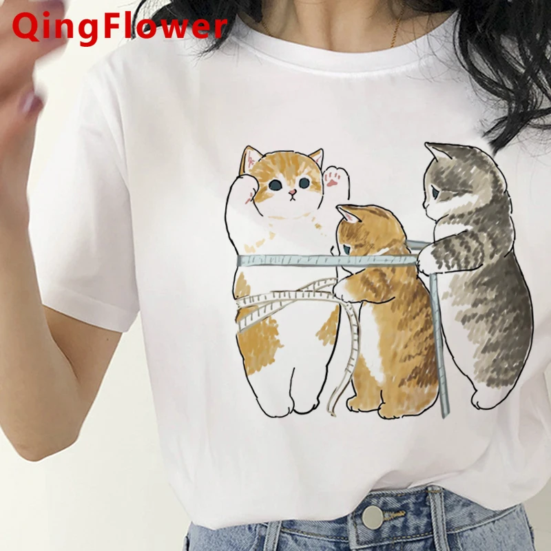 Kawaii Cat Funny Cartoon Graphic T-shirt Women Harajuku Cute Anime Tshirt Kroean Style Fashion T Shirt Ullzang Top Tees Female vintage tees