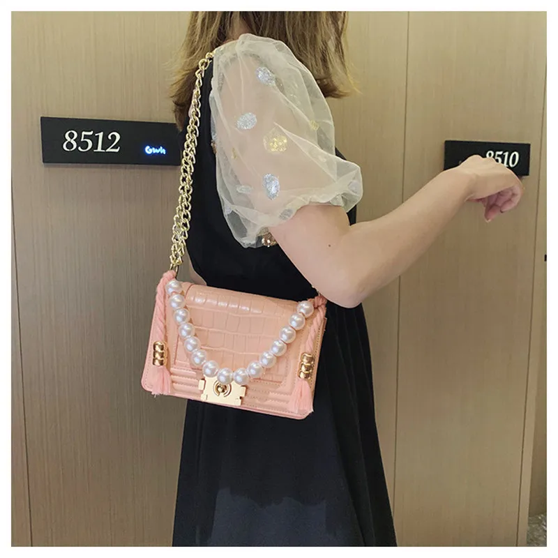 Жемчужные сумки, женская сумка через плечо, знаменитая дизайнерская сумочка из искусственной кожи с каменным узором