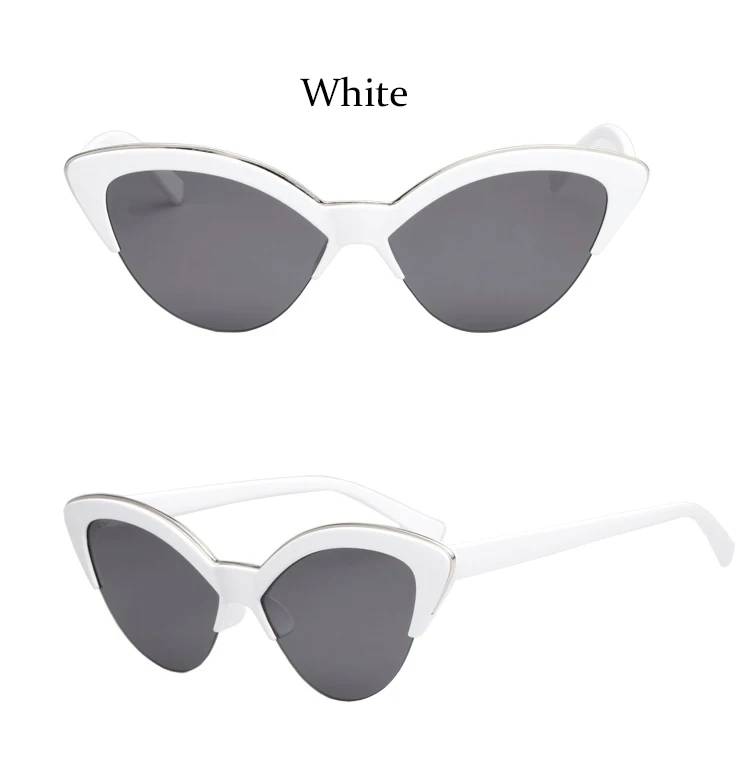 cute sunglasses vintage White Cat Eye Sun Glasses For Women Vintage New Fashion Small Half Frame Eyewear Trending Travel Sexy Woman Sunglasses big frame sunglasses