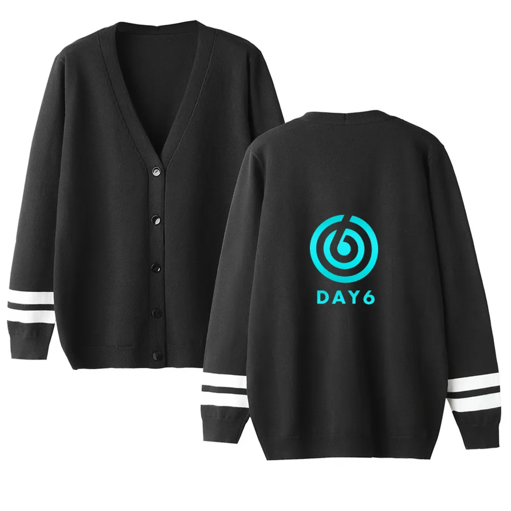 DAY6 корейский стиль Kpop свитер свободный удобный зимний модный тренд v-образный вырез однобортный кардиган вязаный свитер - Цвет: MY01