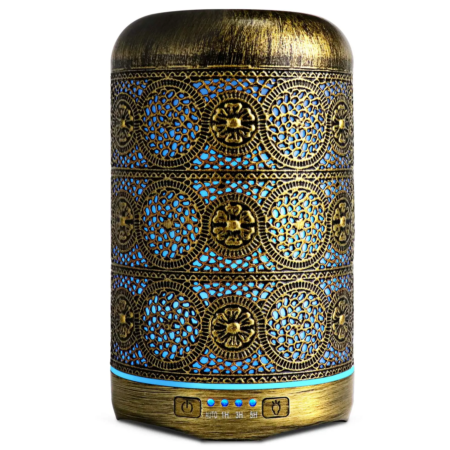 

Metal Air Humidifier Retro Aromatherapy Machines 250ml Essential Oils Diffuser 7 Colors Night Light Auto Shut Off