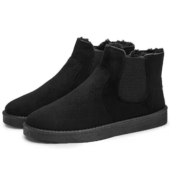 

2020 winter snow boots warm men's boots with Suede cotton boots thick Martin boots with non-slip elastic belt cotton boots