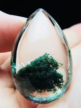 

Top Natural Green Phantom Quartz Pendant For Women Lady Man Gift Water Drop Crystal 35x23x15mm Beads Stone Ghost Garden Gemstone