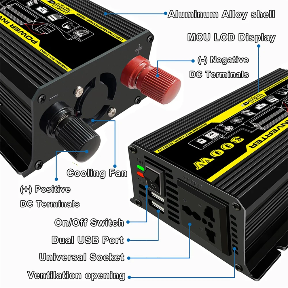 VicTsing 300W Car Power Inverter Converter DC 12V to AC 110V 220V Portable Car Adapter Power Inverter Adapter with Dual USB Port