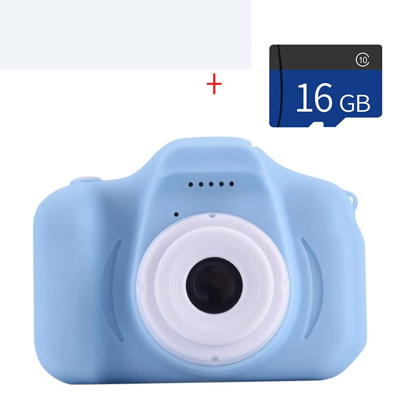 blue with card Мини цифровой Камера 2-дюймовый ЖК-дисплей Дисплей детская Камера HD 8 м передние и задние Камера фотографии на открытом воздухе для детей для маленьких мальчиков и девочек - Цвет: blue with card