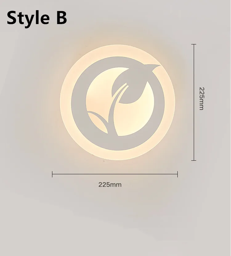 16W Led Wall Lamp bedroom bedside light acrylic white black round indoor lamp corridor balcony aisle living room wall light 220V - Цвет абажура: Style B