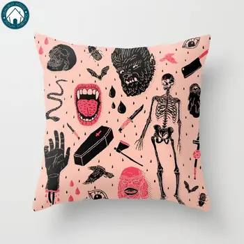 

Whole Lotta Horror Pillow Covers Cases Pattern Nordic Cover Cushion Pillowcase Square Print