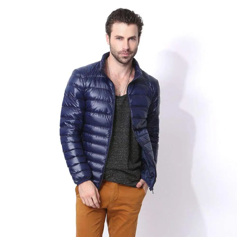 Navy Blue Красивый дизайн, осенне-зимний мужской пуховик, мужское повседневное пальто, модная Водонепроницаемая легкая парка, мужская куртка - Цвет: Navy Blue
