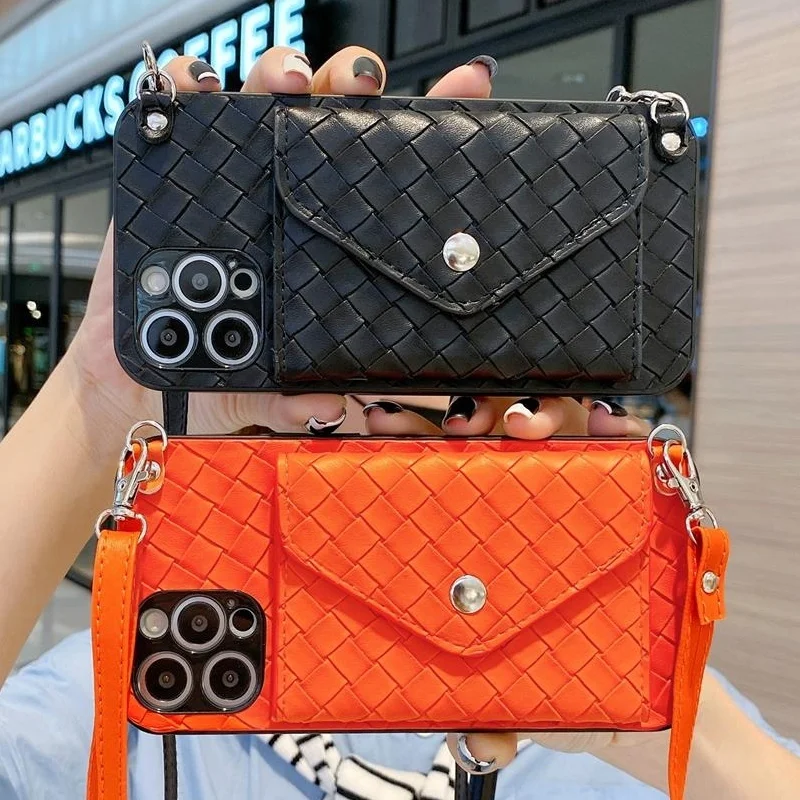 

Luxury Leather Card Slot Wallet Phone Case For IPhone 11 12 13 Pro Max Mini SE X XR 7 8 Plus With Lanyard Strap Soft Cover Capa