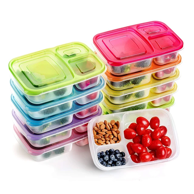 4Pcs/Set Multicolor Snack Containers Fruit 4 Compartments Meal Prep Food  Storage Containers Wheat Stackable Lunch Box Adults - AliExpress