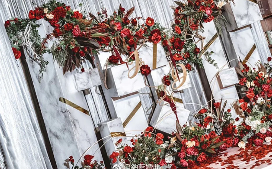 Красная серия, материалы для самостоятельного изготовления, искусственный цветок, Шелковый цветок, на стену, растение, лист, ряд цветов, украшение на свадьбу, Рождество, Декор для дома, вечерние