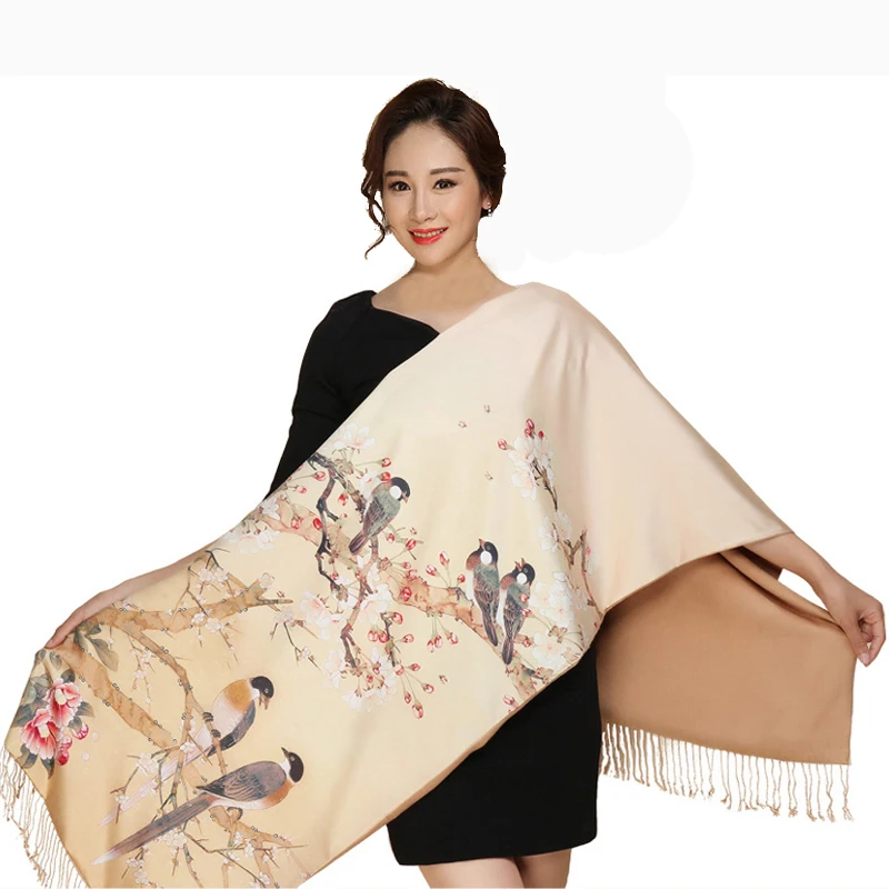 Шелковый шарф Шелковый Атласный длинный шарф люксовый бренд женский Двусторонняя сатиновая шаль Женский высококачественный принт хиджаб фуляр зима sc