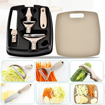 

Peeler Fruit Knife Cutting Board Kitchen Tools egetables Fruit Cutting Peeler Slicer With Holder Kitchen Knife Meat Cutter Suit
