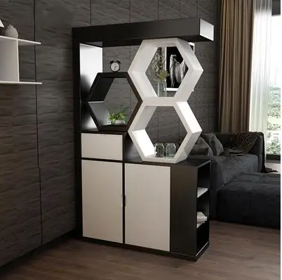 Living room entrance porch cabinet household shoe cabinet integrated modern simple light luxury wind double-sided shelf wine