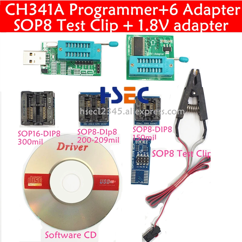 USB программатор CH341A зажим для тестирования SOIC8 SOP8 1 8 в адаптер SOP16 кабель EDID Iphone 24 25