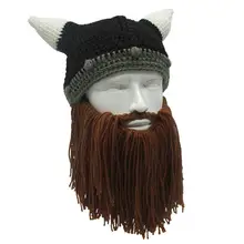 GloryStar шапочка викинга борода рог, связанная вручную шапка зимняя теплая шапка для мужчин и женщин на день рождения классные забавные вечерние подарки на Рождество