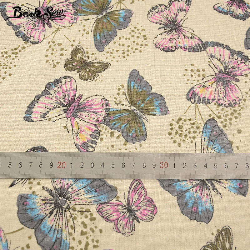 Booksew хлопок белье Ткань красивая бабочка Дизайн Вышивание Материал для скатерти Подушка сумка Шторы Подушка ZAKKA tissu см