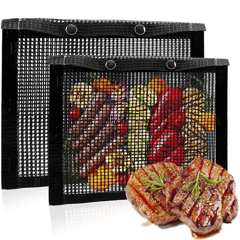 

Reusable Non-stick BBQ Grill Mesh Bag Barbecue Baking Isolation Pad Outdoor Picnic Camping BBQ Kitchen Tools Grills Accessories