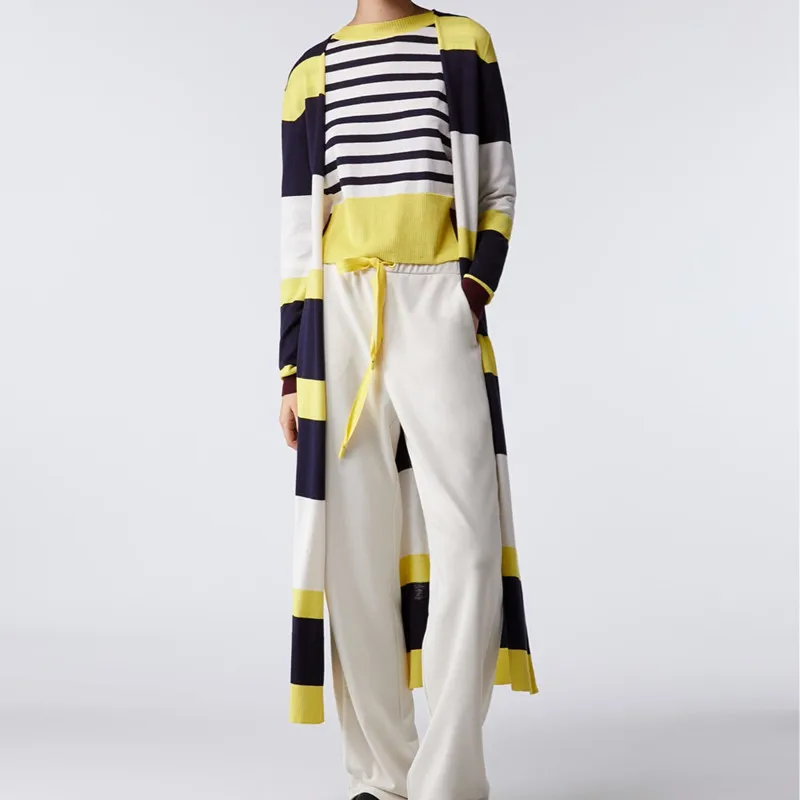 

Women Long Sweater Coat Striped Long Sleeve Casual Slim Knitted Cardigan Tops 2019 New