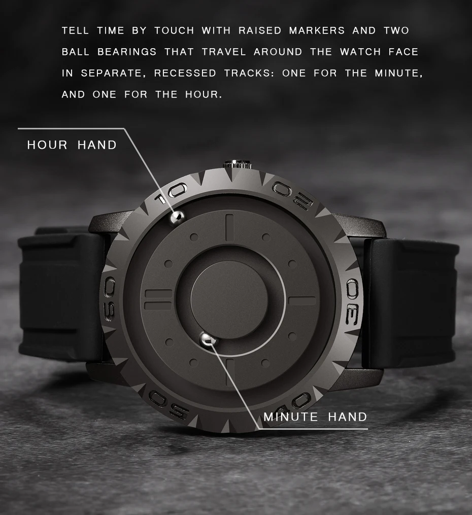 Магнитные мужские часы с резиновым ремешком Eutour