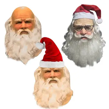 

Christmas Santa Claus Face Cover Silicone Headgear Old Man Performance Props Christmas Party Gathering Decoration Role Play Toys