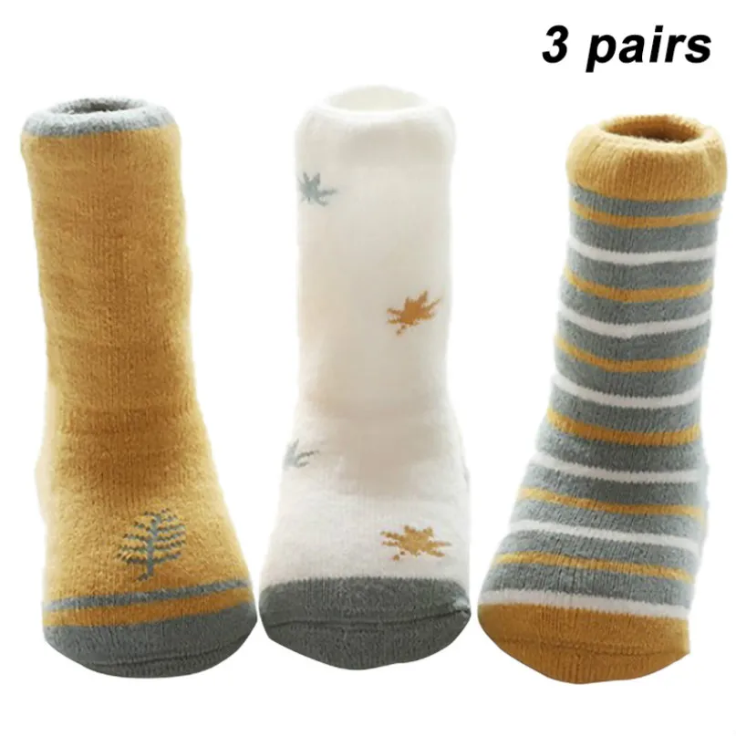 3 pairs E Осенне-зимние дышащие нескользящие носки-тапочки носки для мальчиков и девочек домашние детские носки хлопковые утепленные носки-тапочки с героями мультфильмов - Цвет: 3 pairs E
