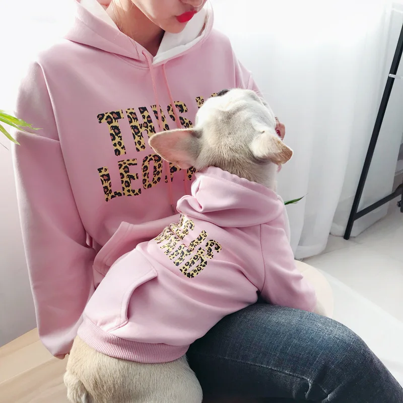 

Autumn and winter dog parent-child clothing dog clothing plush super soft pet leopard sweater small dog cotton padded jacket