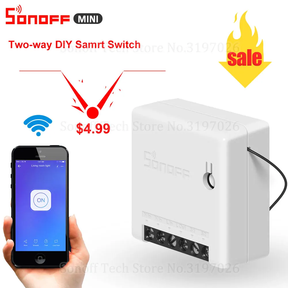 Itead Sonoff мини двусторонний DIY умный Wifi переключатель маленький пульт
