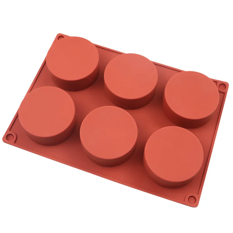 6 Cavity Silicone Soap Mold Round Circle Fondant Cake Tools Ice Cube Moulds 3D Candy Jelly DIY Making Moulds