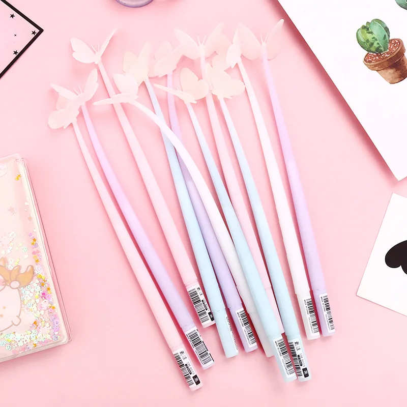 

1 pcs New Arrive Creative Butterfly Color Change Gel Pen 0.5MM Black Pen Student Writing Tool School Office Supply Hot Sale