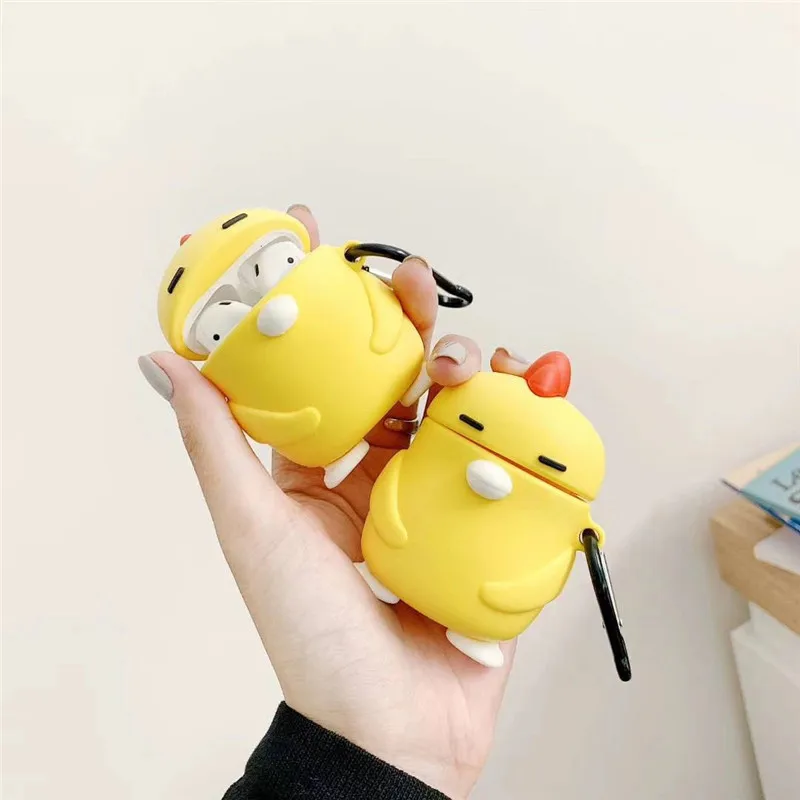 

For AirPod 2 Case 3D Small Yellow Chicken Chick Cartoon Soft Silicone Earphone Cases For Apple Airpods Case Cute Cover Funda