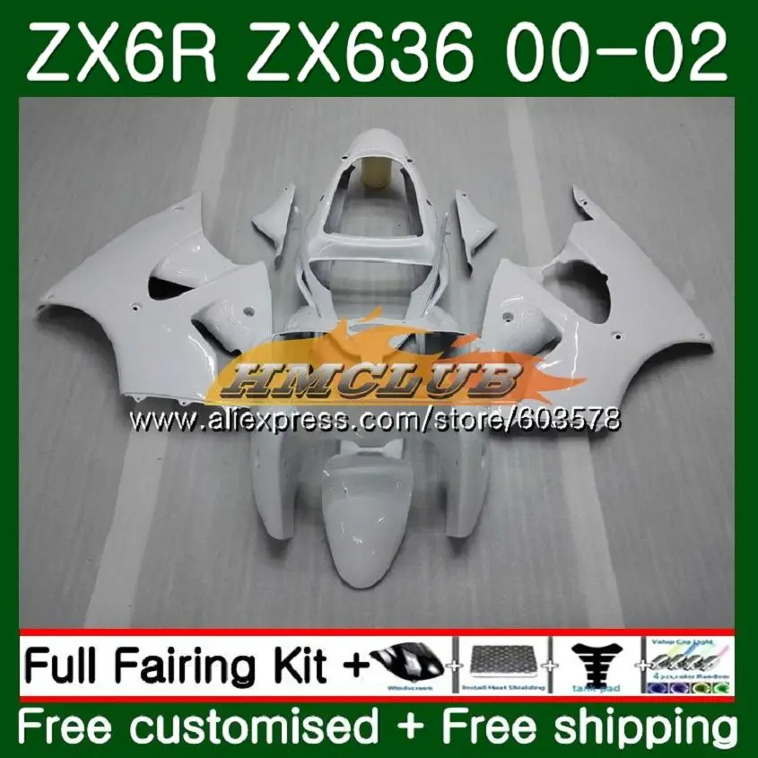 Корпус для KAWASAKI ZX-636 ZX 6 R ZX636 ZX6R 00 01 02 глянцевый белый 106CL. 16 ZX 636 600CC ZX-6R ZX600 ZX 6R 2000 2001 2002 обтекатель
