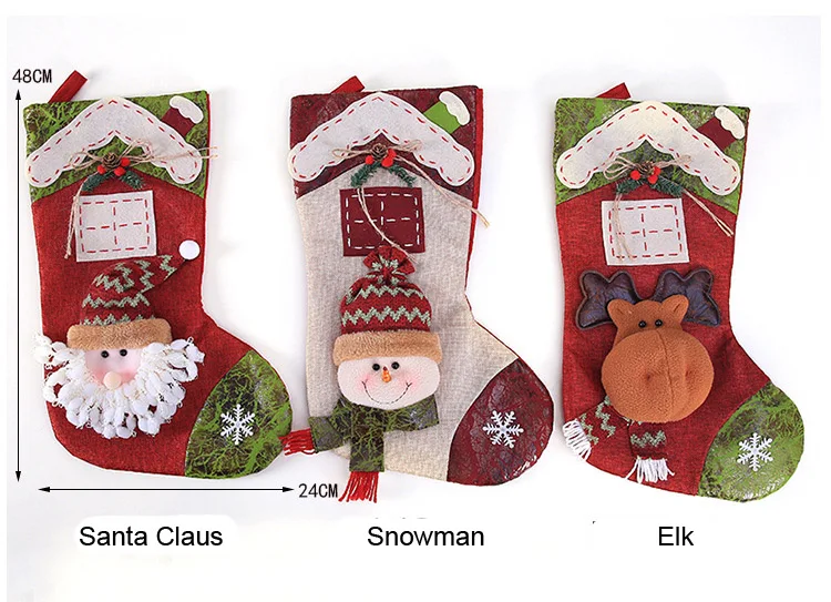 Christmas Sock Gifts Xmas Tree Decor Elk Stockings Pendant Ornaments Kids Candy Bag Gift Christmas Decoration For Shop Store