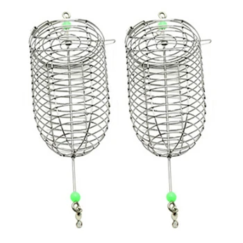

2Pcs Stainless Steel Bait Bait Cage Nanyou Bait Cage Fishing Bait Thrower Chicken Cage Fishing Tackle Supplies