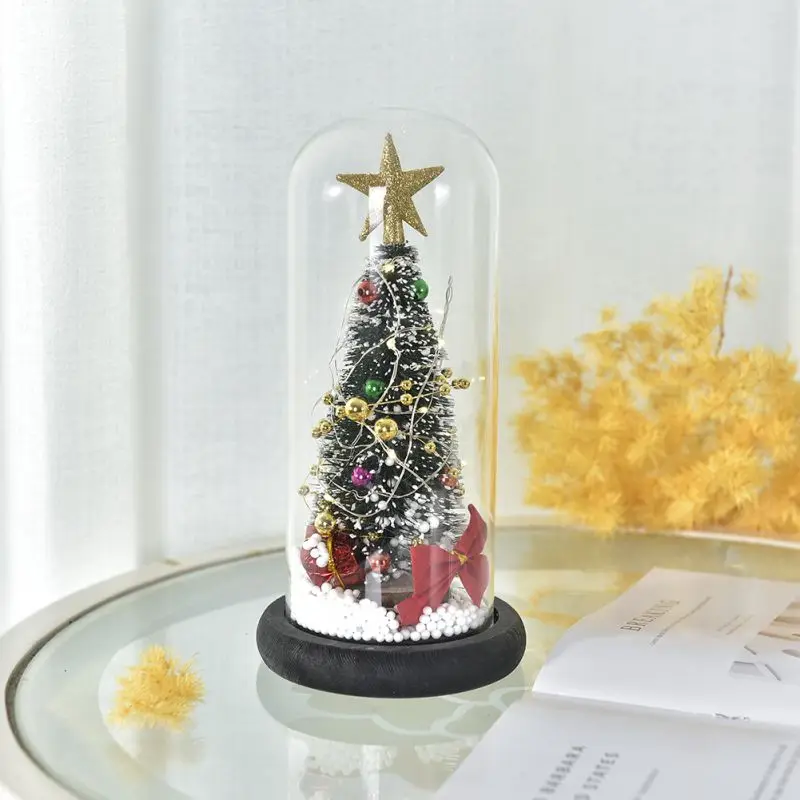 Романтическая Рождественская елка в стеклянном куполе, светодиодный светильник на батарейках, рождественские праздничные украшения для помещений