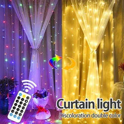 3M Curtain Fairy Lights LED Light 8 Lighting Modes Remote Control Christmas Lamp Holiday Decoration For Home Bedroom Window