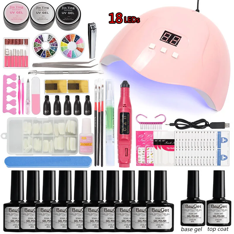 

Manicure Set with Nail Drill Machine 80w/48w Led Lamp Set Nail Dryer Gel Nail Polish Set Base Top Gel Acrylic Nails Manicures