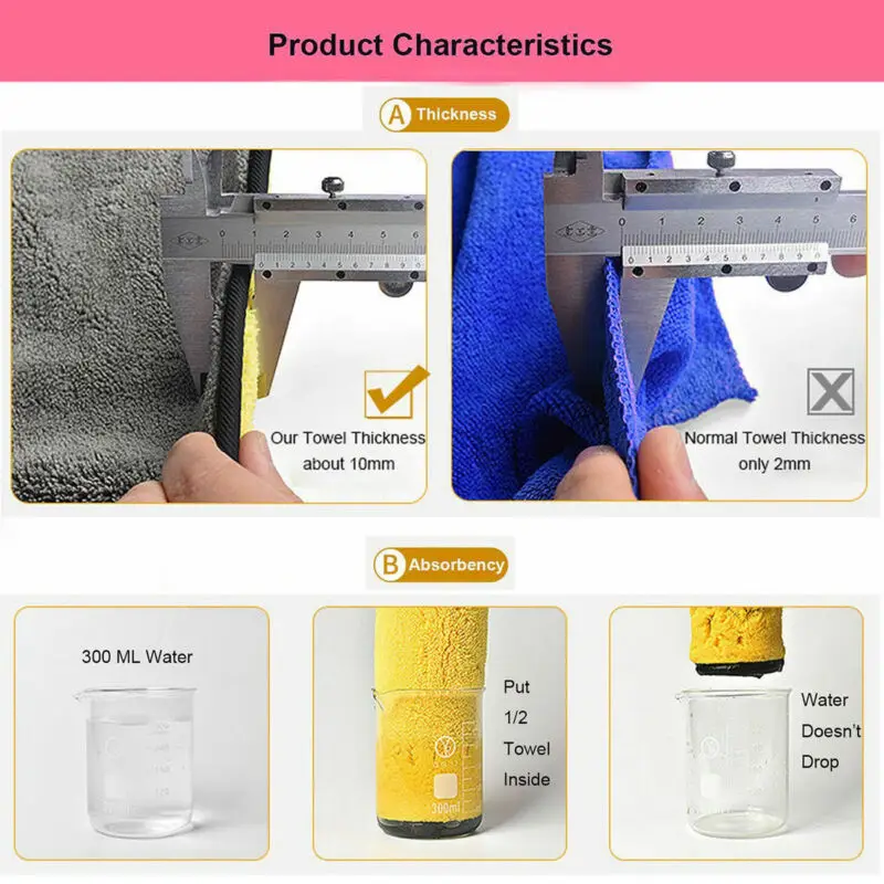 4 Size Super Absorbent Car Wash Cloth Microfiber Towel Cleaning Drying Cloths Rag Detailing Car Towel Car Care Polishing