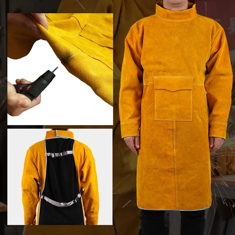 Cowhide Work Clothes Apron Welding Protective Clothing Heat and Fire Resistant Welders Safety Clothing  Welding Apron