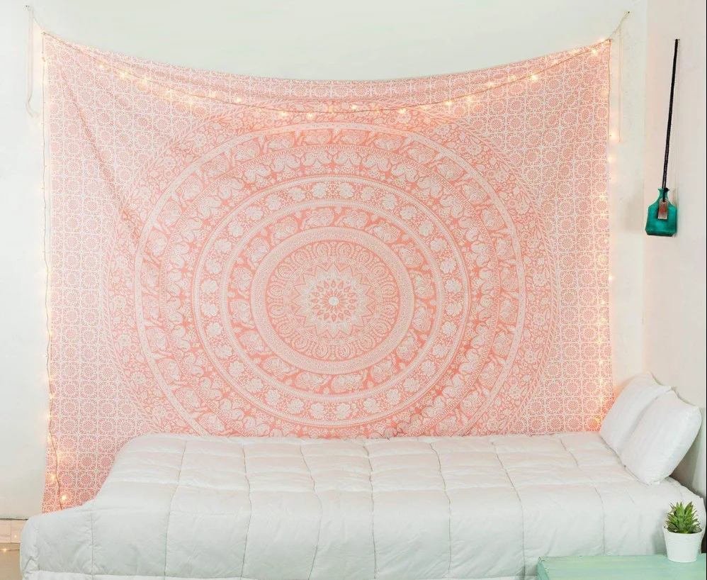 

Bigger Size Pink Tapestry Mandala Wall Hanging Hippie Witchcraft Psychedelic Farmhouse Decor Beach Bohemian Custom
