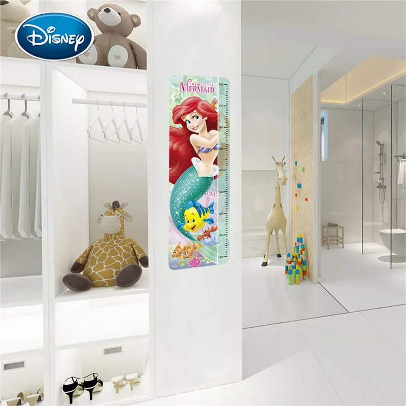 Disney Waterproof Mermaid Height Wall Sticker Children Room Living Room Bedroom Warm Decoration PVC Wall Sticker
