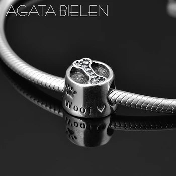 

New 925 Sterling Silver filled with love Dog tray pattern CZ fine DIY Beads Fit Original Pandora Charm Bracelet Jewelry making