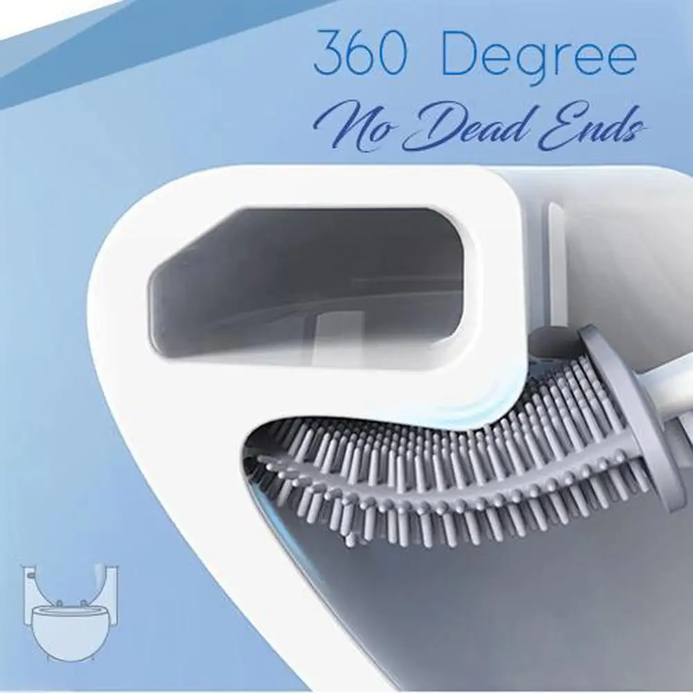 Bathroom Accessories Set Silicone Wc Toilet Brush Wall Mounted Flat Head Flexible Soft Bristles With Quick Drying Holder