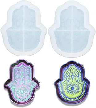 

2 Pieces Hamsa Hand Silicone Resin Mold Ashtray Silicone Mold Evil Eye Hamsa Hand Crafts Mold Hand of Fatima Epoxy Resin Casting