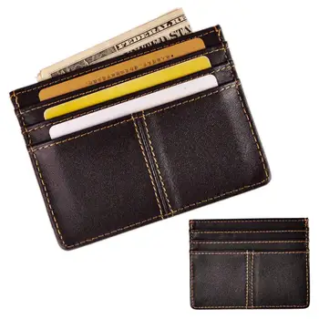 

New Fashion Men Unisex Genuine Leather Gift Credit Card Case Holder Design Slim Handy Mini Wallet Front Packet Purse 1078-b
