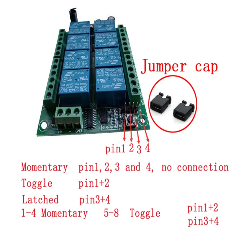 DC 12V 24V 8 CH Channels 8CH RF Wireless Remote Control Switch Remote Control System receiver transmitter 8CH Relay 315/433 MHz modern light switches